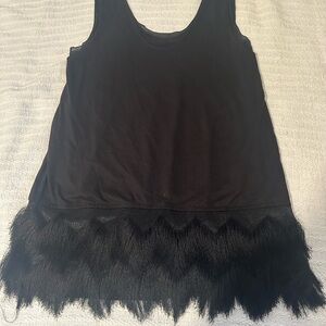 Banana Republic Black Knit Top with fringed hem
